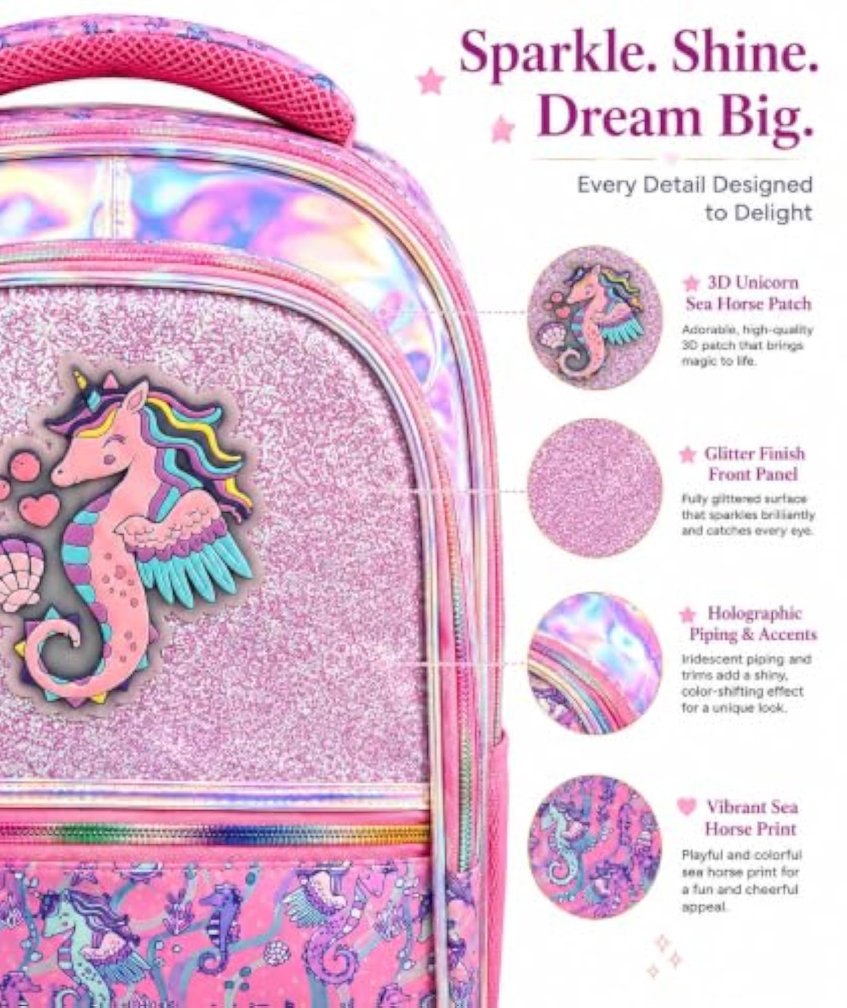 2-in-1 Kids Trolley School Backpack for Girls